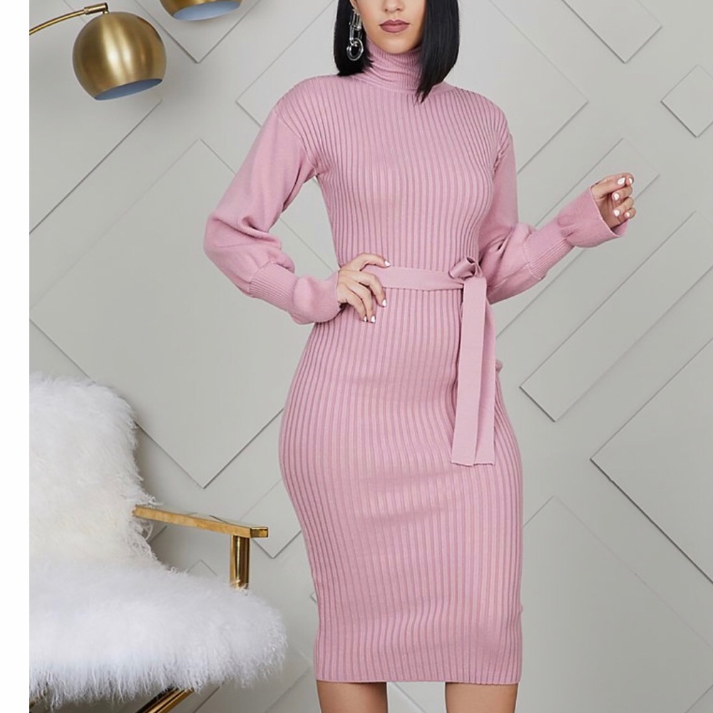 Pink sweater dress